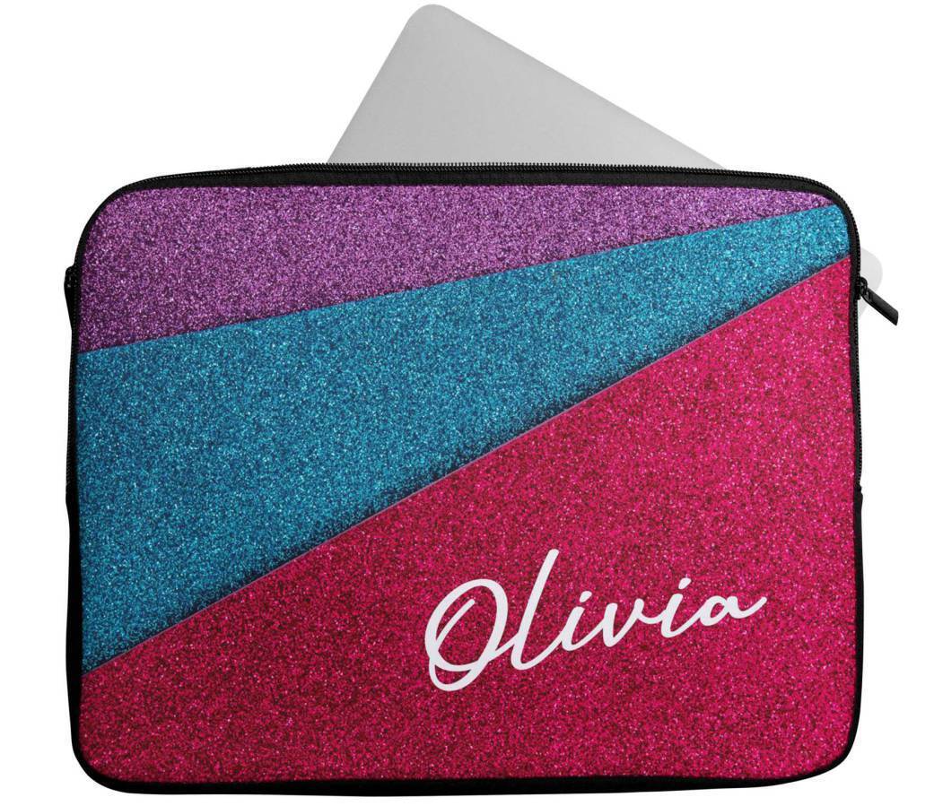 Personalised Any Name Glitter Design Laptop Case Sleeve Tablet Bag 68