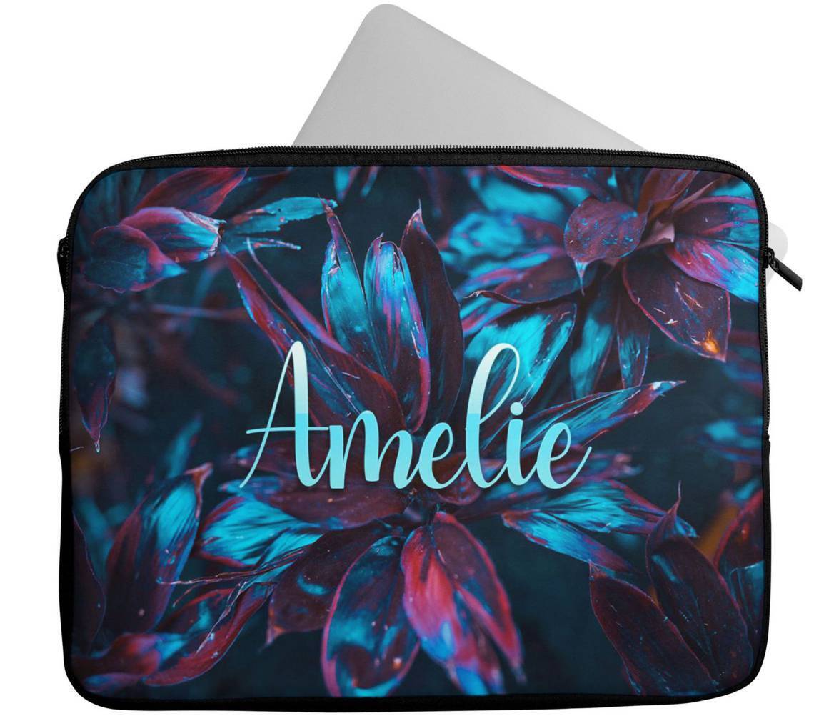 Personalised Any Name Floral Design Laptop Case Sleeve Tablet Bag 54