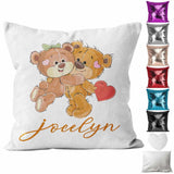 Personalised Cushion Teddy Bear Sequin Cushion Pillow Printed Birthday Gift 56