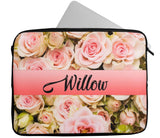 Personalised Any Name Floral Design Laptop Case Sleeve Tablet Bag 55