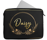 Personalised Any Name Floral Design Laptop Case Sleeve Tablet Bag 31