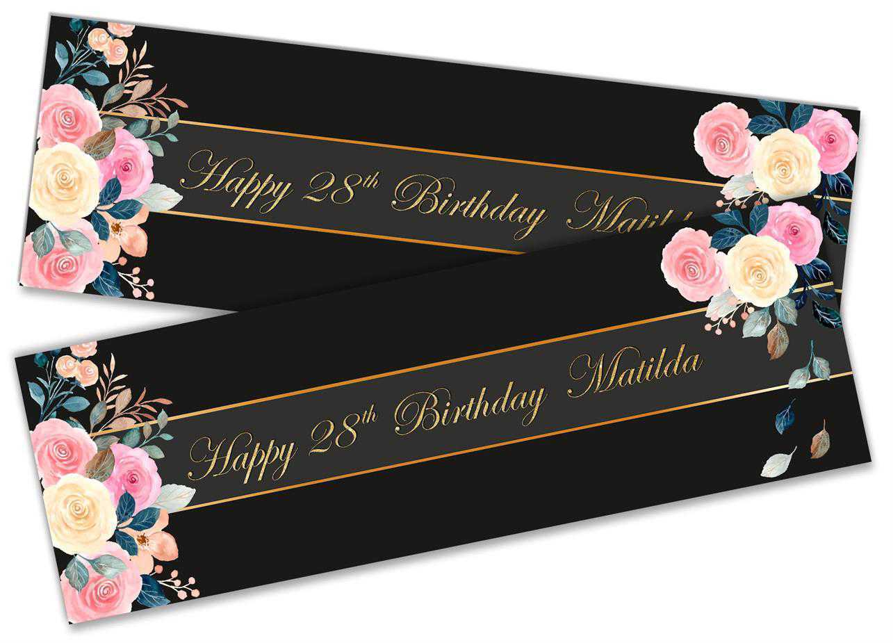 Personalised Birthday Banners Floral Design Kids adult Party Decoration 103