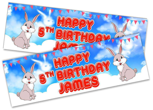 Personalised Birthday Banners Rabbit Design Children Kids Party Decoration 113