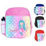 Personalised Kids Backpack Any Name Mermaid Design Boys Girls kid School Bag 25