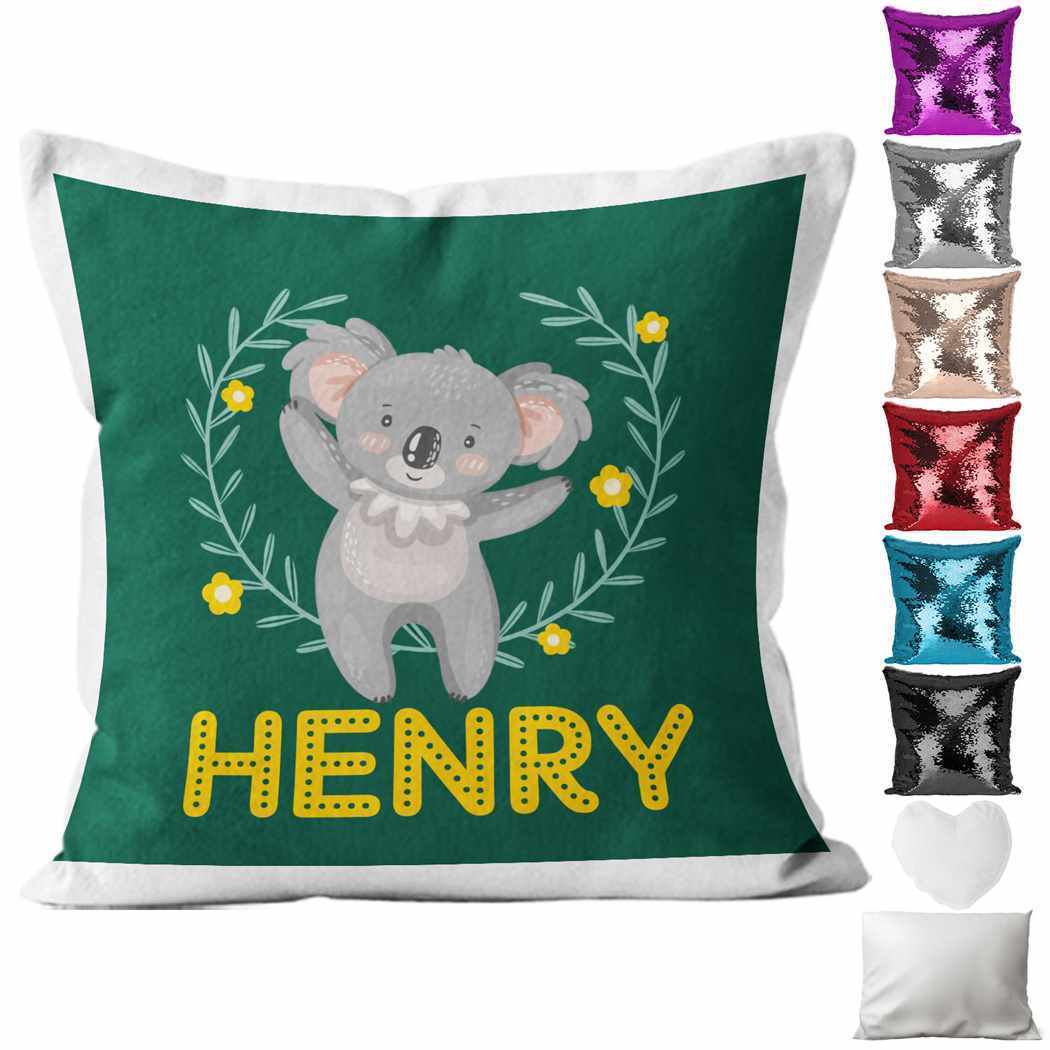 Personalised Cushion Koala Sequin Cushion Pillow Printed Birthday Gift 19