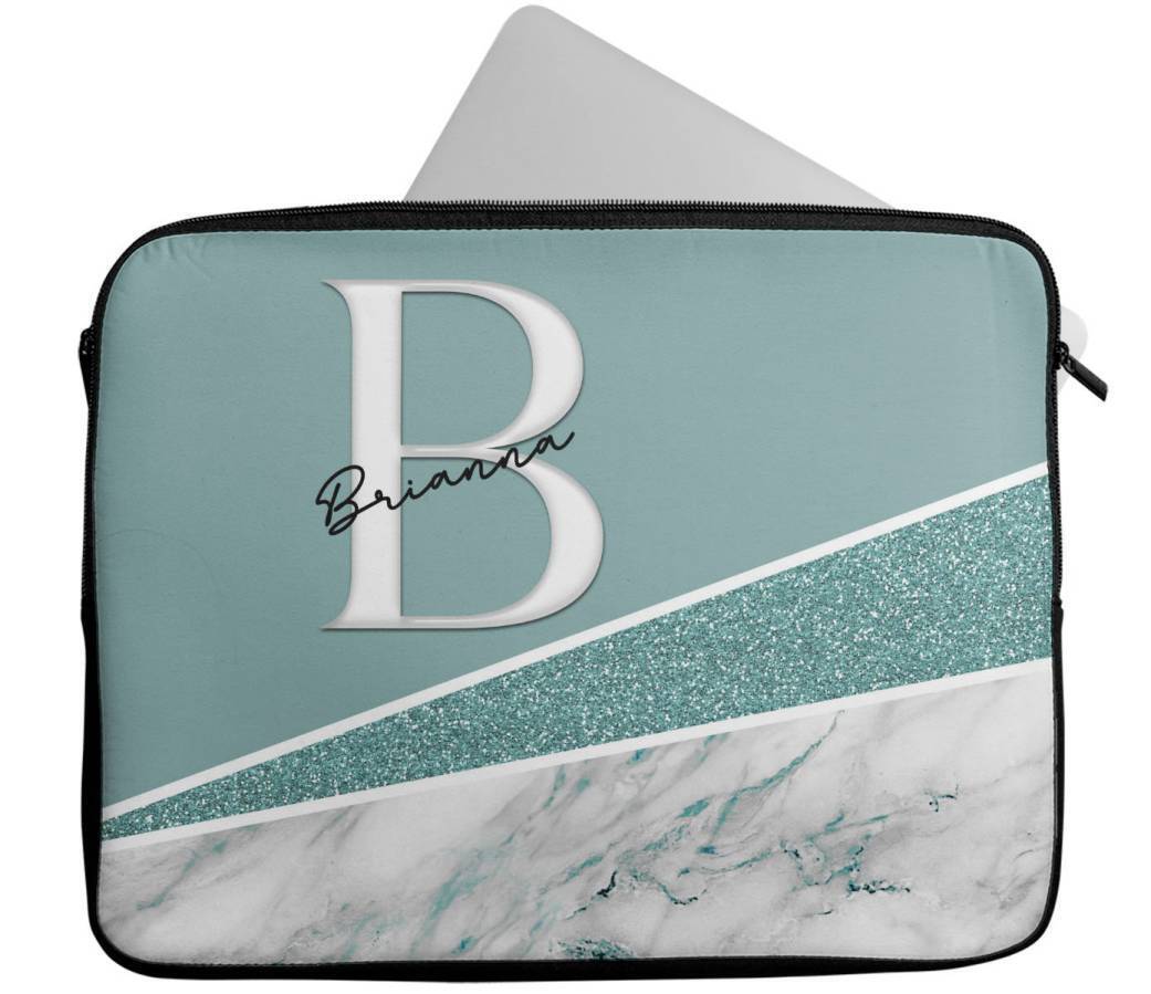 Personalised Any Name Marble Glitter Design Laptop Case Sleeve Tablet Bag 100