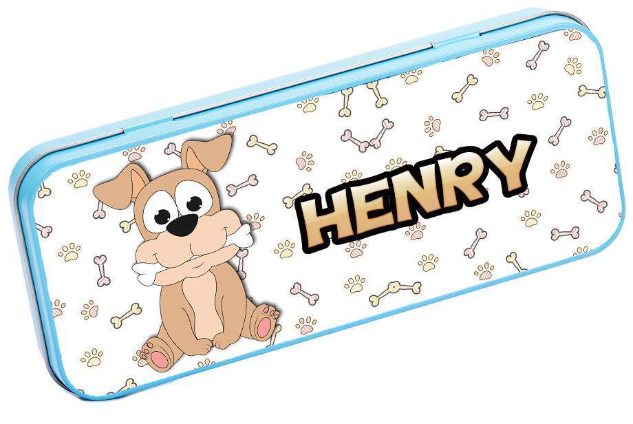 Personalised Any Name Animal Pencil Case Tin Children School Kids Stationary 16