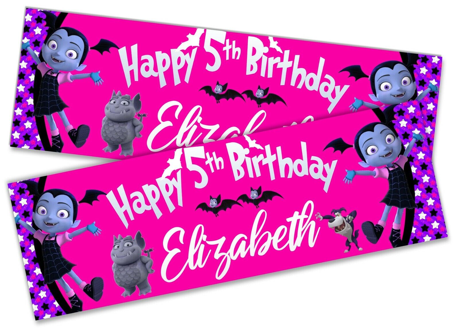 x2 Personalised Birthday Banner Vampirina Children Kids Party Decoration 2