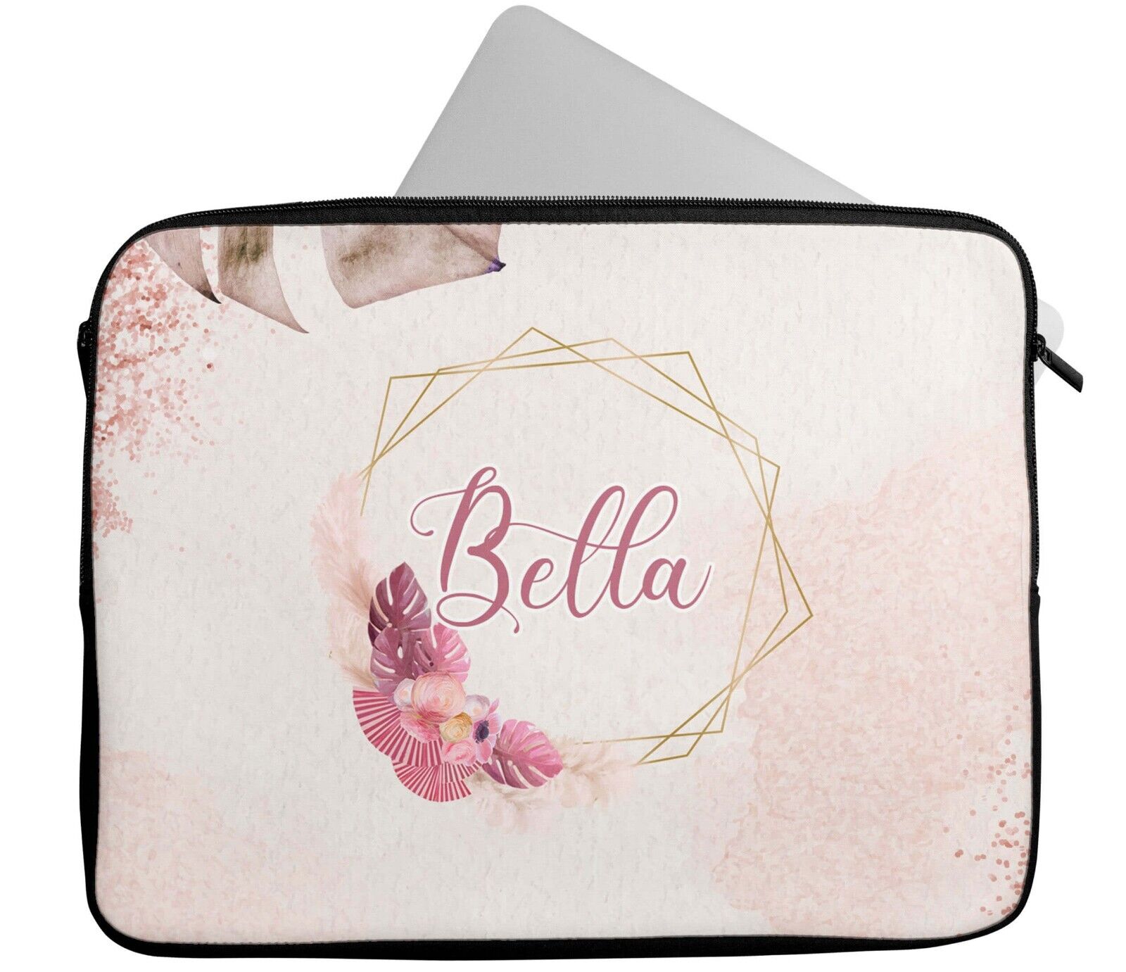 Personalised Any Name Floral Design Laptop Case Sleeve Tablet Bag 10