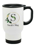 Personalised Any Name Floral Thermal Travel Mug Flask Coffee Tea Mug 181