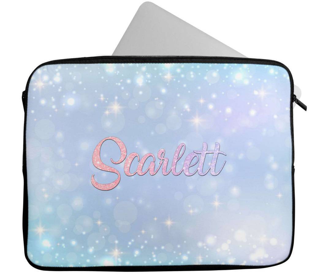 Personalised Any Name Glitter Design Laptop Case Sleeve Tablet Bag 68