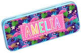 Personalised Any Name Flamingo Pencil Case Tin Children School Kid Stationary 17