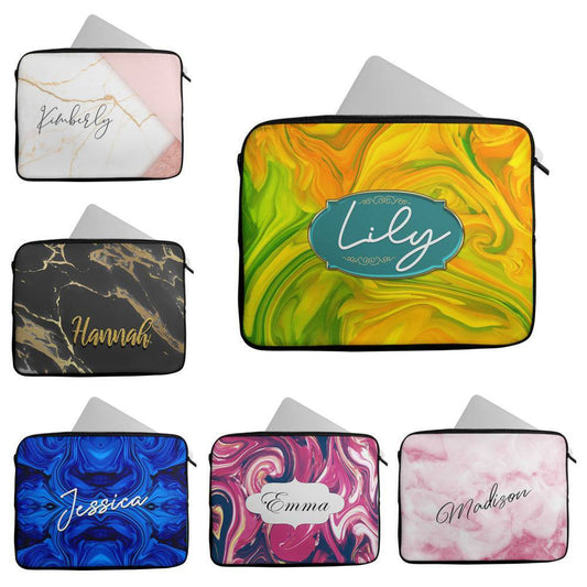 Personalised Any Name Marble Design Laptop Case Sleeve Tablet Bag 94