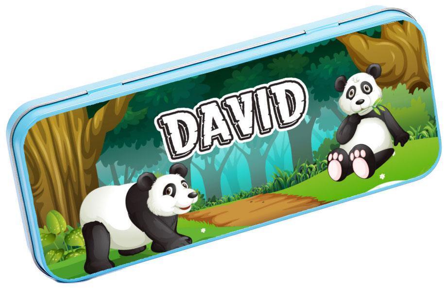 Personalised Any Name Animal Pencil Case Tin Children School Kids Stationary 8