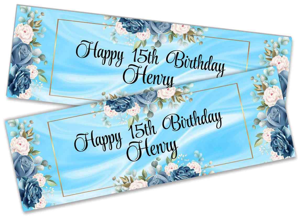 Personalised Birthday Banners Floral Design Kids adult Party Decoration 86