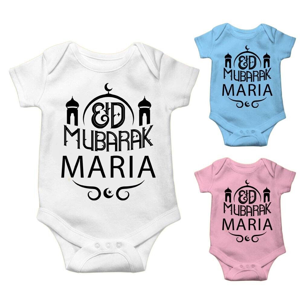 Personalised Eid Baby Vest Baby grow Little baby body suit 14