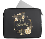 Personalised Any Name Floral Design Laptop Case Sleeve Tablet Bag 54