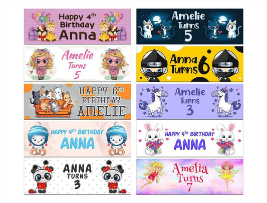 Personalised Birthday Banners Generic Design Children Kids Party Decoration 180