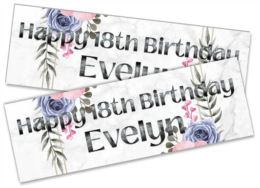 Personalised Birthday Banners Floral Design Kids adult Party Decoration 168