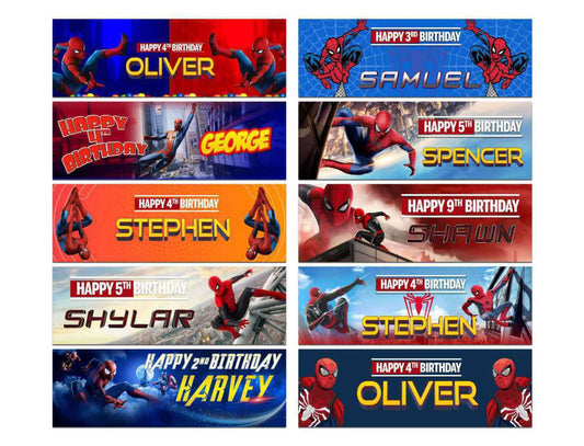 Personalised Birthday Banners Super Hero Design Children Kid Party Decoration 66