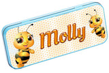 Personalised Any Name Bee Pencil Case Tin Children School Kids Stationary 16