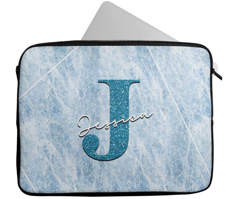 Personalised Any Name Marble Glitter Design Laptop Case Sleeve Tablet Bag 106