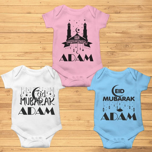 Personalised Eid Baby Vest Baby grow Little baby body suit 24