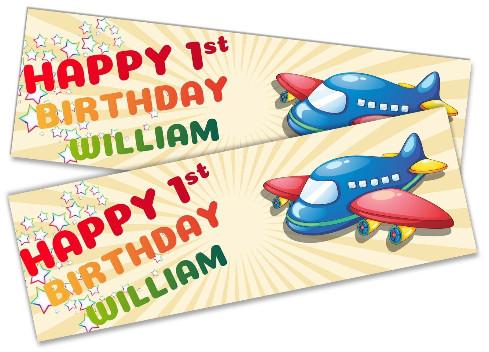 x2 Personalised Birthday Banner Plane Children Kids Party Decoration Poster 3