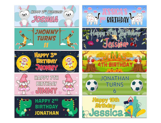 Personalised Birthday Banners Generic Design Children Kids Party Decoration 255