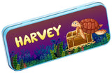 Personalised Any Name Animal Pencil Case Tin Children School Kids Stationary 5