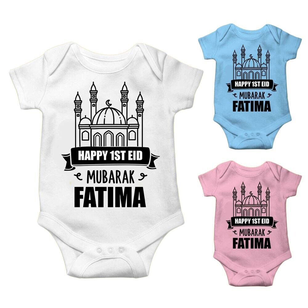 Personalised Eid Baby Vest Baby grow Little baby body suit 14