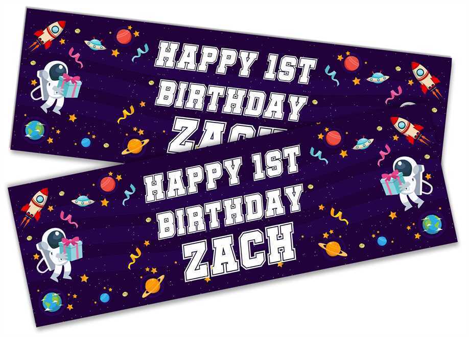 Personalised Birthday Banners Space Design Children Kids Party Decoration 53