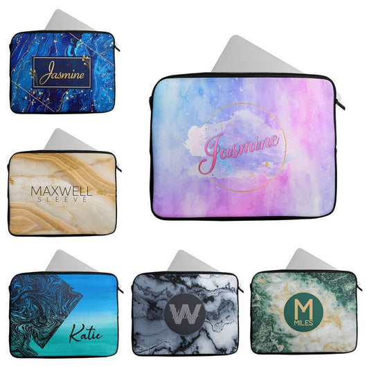 Personalised Any Name Marble Design Laptop Case Sleeve Tablet Bag 34