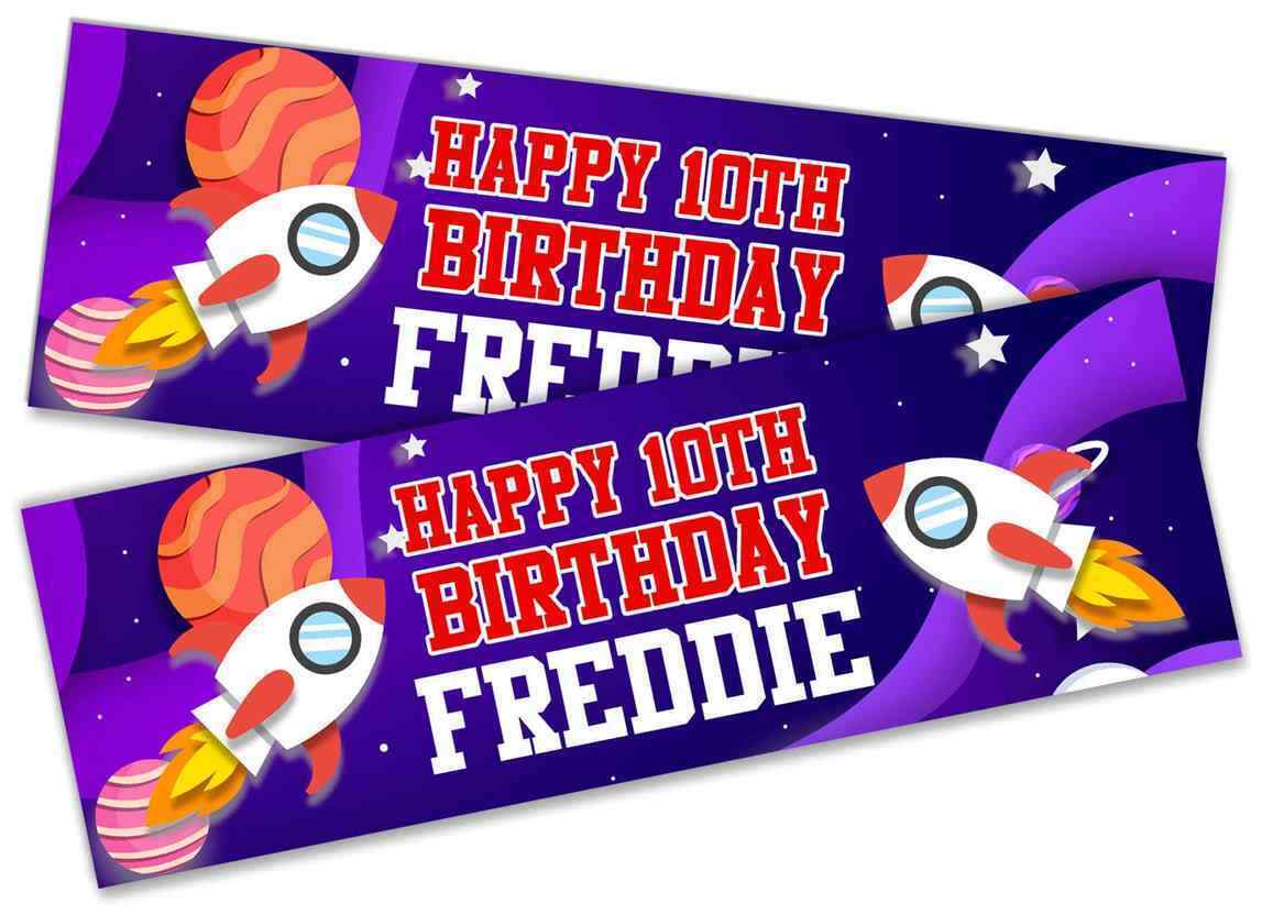 Personalised Birthday Banners Space Design Children Kids Party Decoration 88