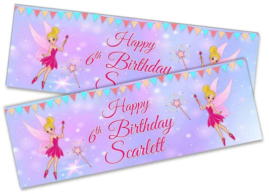 Personalised Birthday Banners Fairy Design Children Kids Party Decoration 78