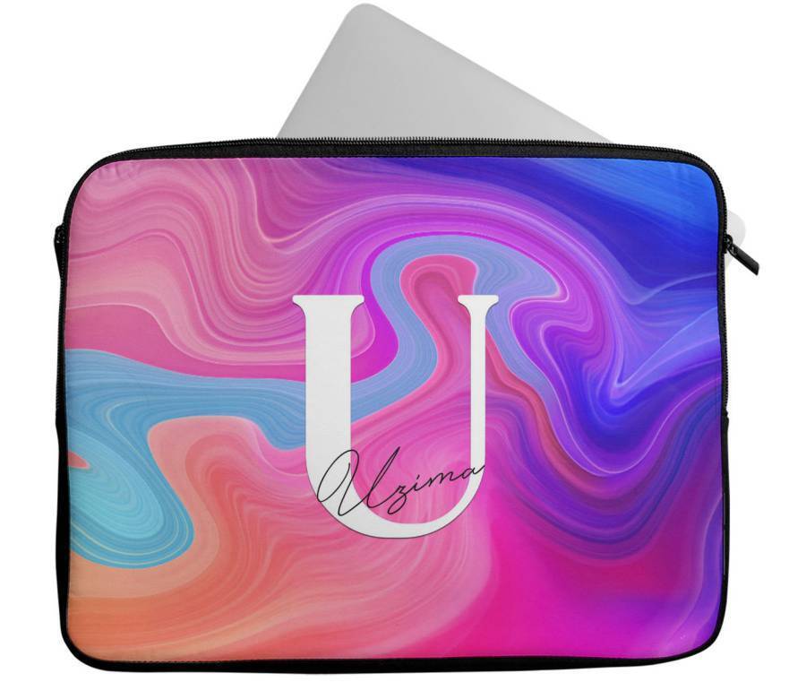 Personalised Any Name Marble Design Laptop Case Sleeve Tablet Bag 105