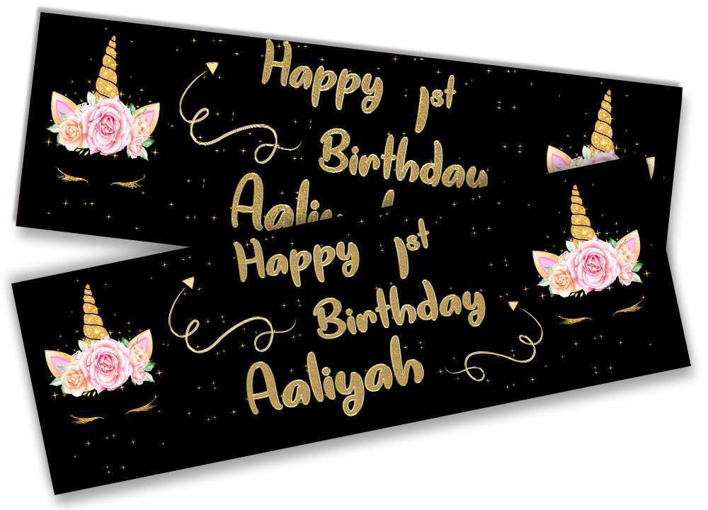 Personalised Birthday Banners Unicorn Design Children Kids Party Decoration 22