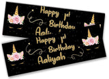 Personalised Birthday Banners Unicorn Design Children Kids Party Decoration 22
