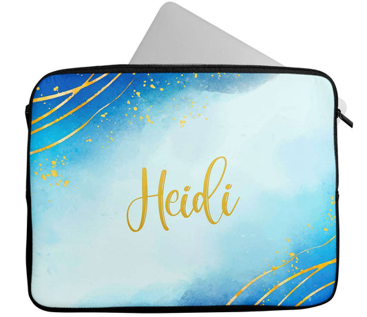 Personalised Any Name Marble Glitter Design Laptop Case Sleeve Tablet Bag 33