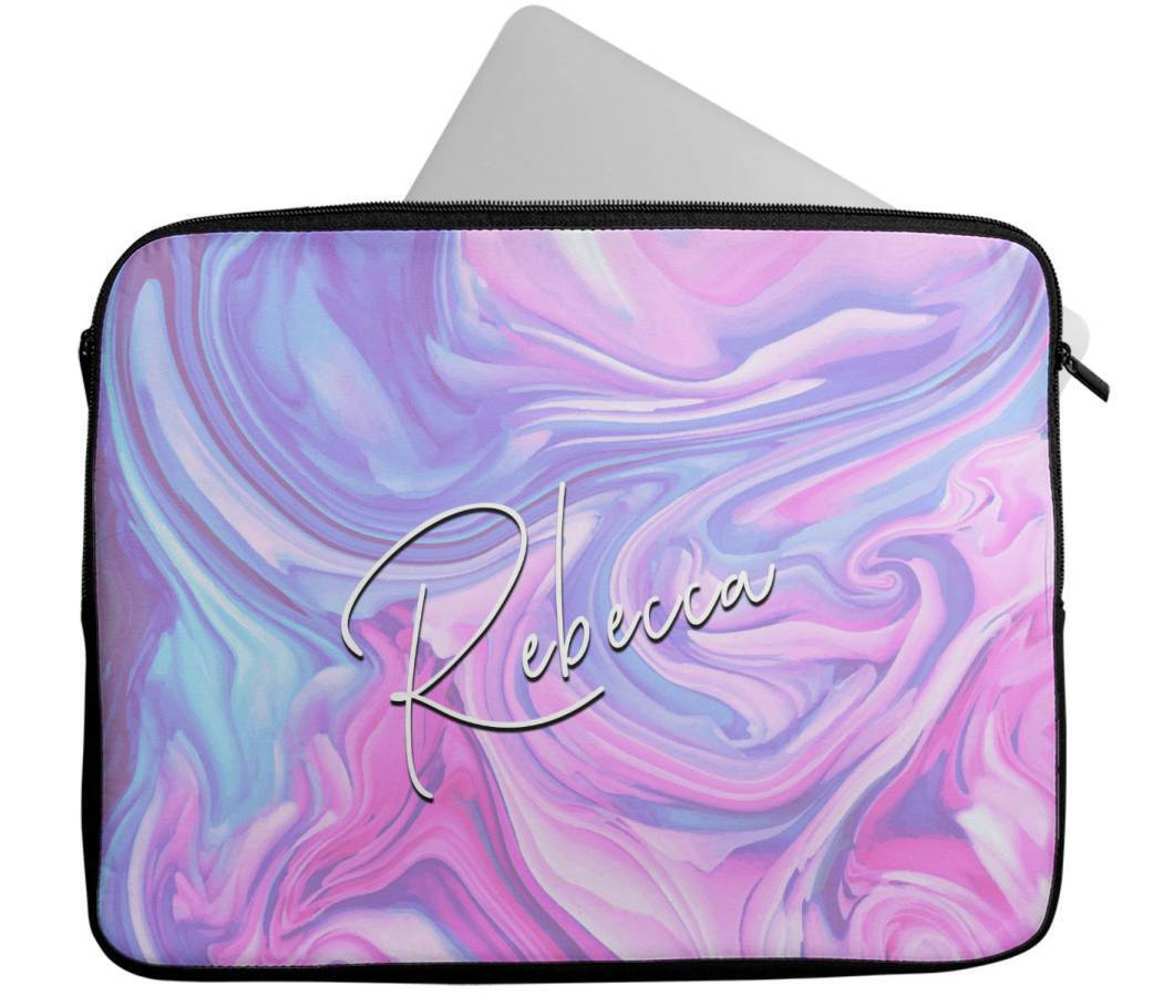 Personalised Any Name Marble Design Laptop Case Sleeve Tablet Bag 94