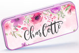 Personalised Any Name Floral Pencil Case Tin Girls School Kids Stationary 1