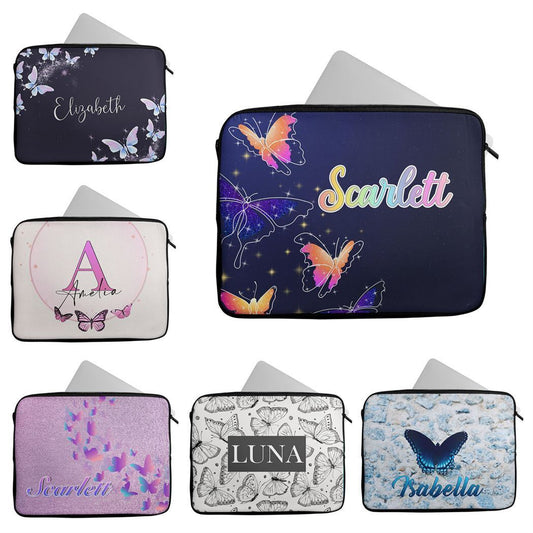 Personalised Any Name Butterfly Design Laptop Case Sleeve Tablet Bag 62