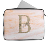 Personalised Any Name Marble Glitter Design Laptop Case Sleeve Tablet Bag 106