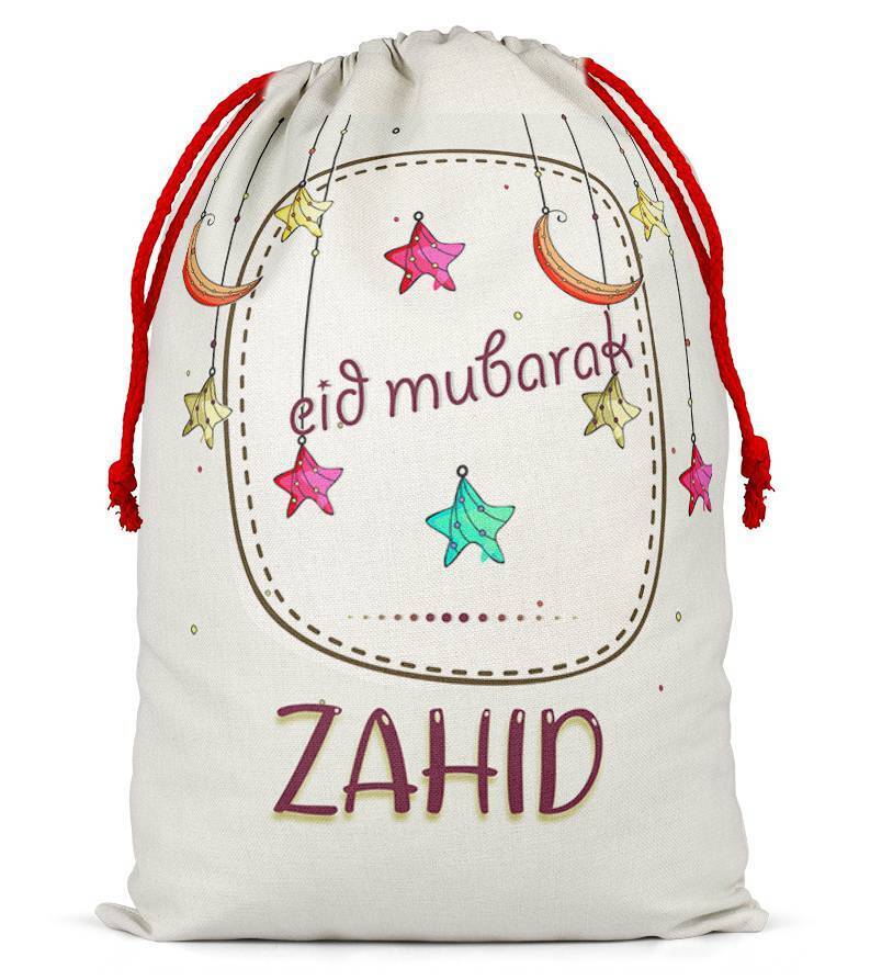 Personalised Eid Sack Bag Boy Girl eid Gift idea Stocking Bag 12