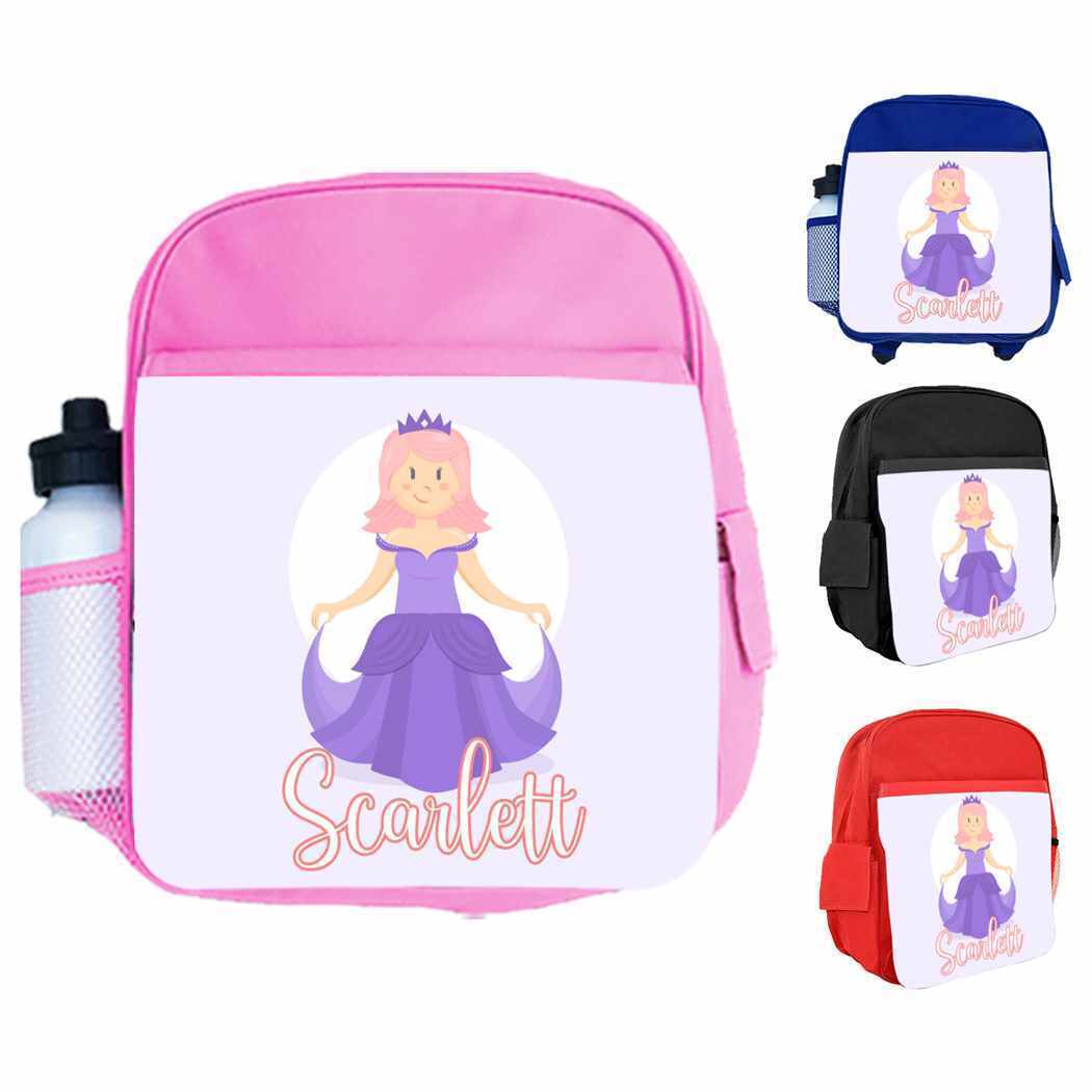 Personalised Kids Backpack Any Name Princess Design Boys Girls kid School Bag 33