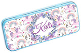 Personalised Any Name Unicorn Pencil Case Tin Children School Kids Stationary 31