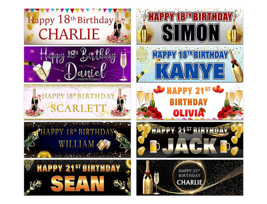 Personalised Birthday Banners Party Design Adult Party Decoration 25