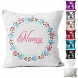 Personalised Cushion Floral Sequin Cushion Pillow Printed Birthday Gift 96