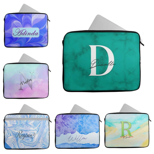 Personalised Any Name Marble Design Laptop Case Sleeve Tablet Bag 109