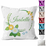 Personalised Cushion Floral Sequin Cushion Pillow Printed Birthday Gift 100